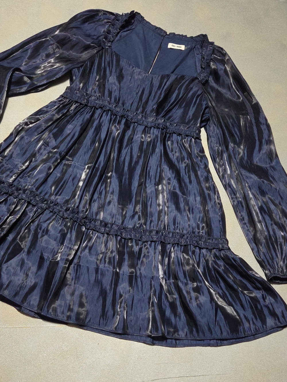 Smocked Tiered Navy Midi Dress by A L C. NWOTS BEAUTIFUL